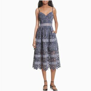sachin and babi light blue dress Self-Portrait Blue Chiffon Tiered Midi Dress
